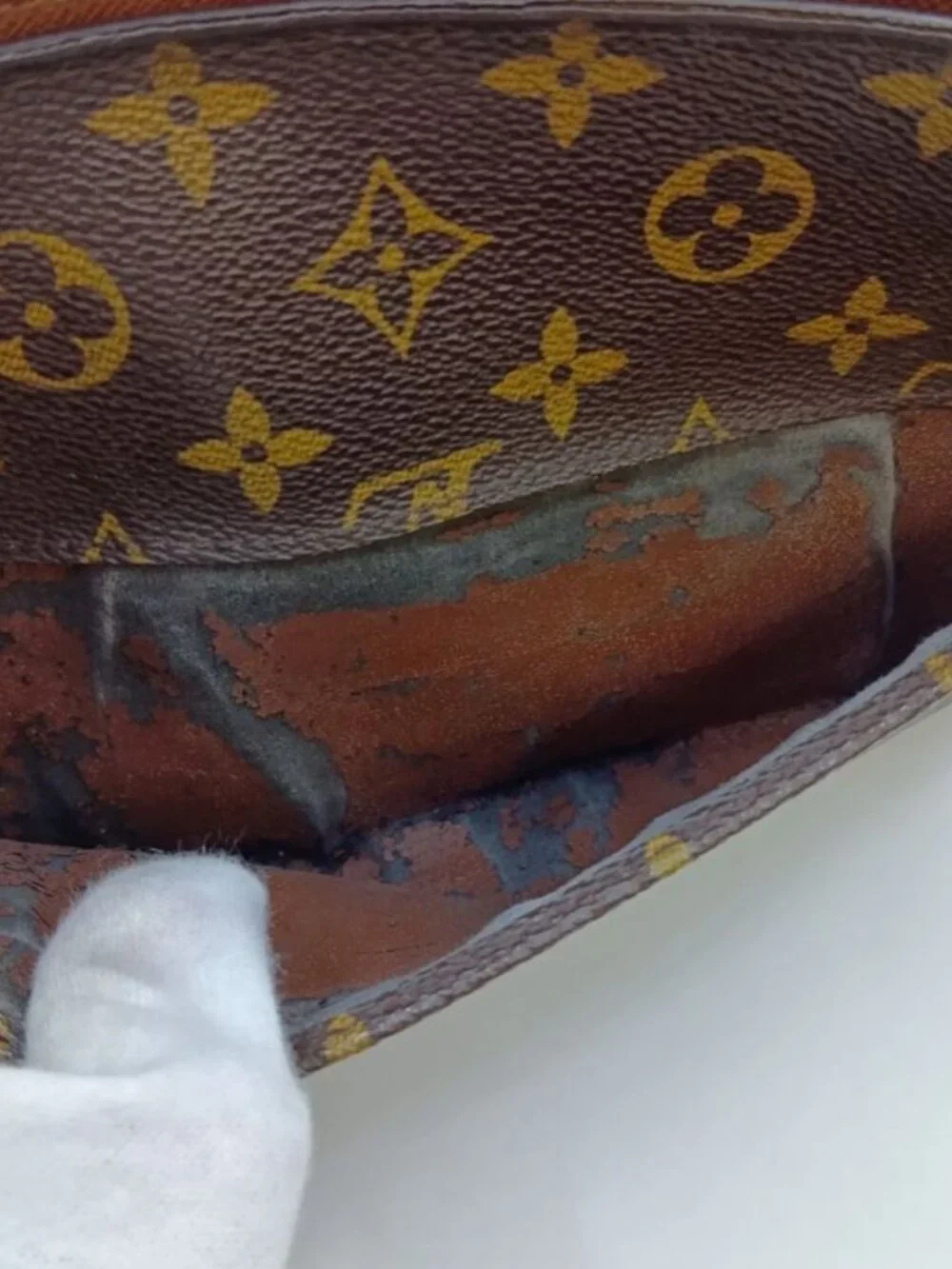 Louis Vuitton Monogram Orcee Second Bag Brown Pocket Sticky